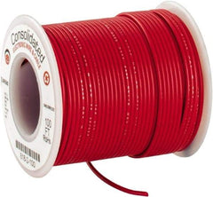 Made in USA - 22 AWG, 7 Strand, 100' OAL, Tinned Copper Hook Up Wire - Red PVC Jacket, 0.062" Diam - Best Tool & Supply