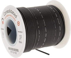 Made in USA - 24 AWG, 7 Strand, 100' OAL, Tinned Copper Hook Up Wire - Black PVC Jacket, 0.056" Diam - Best Tool & Supply