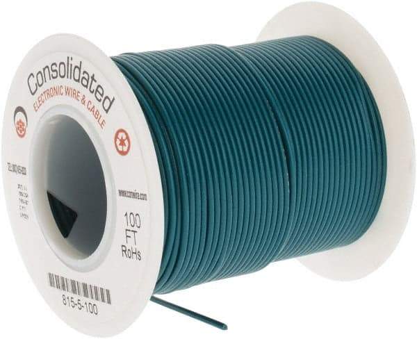 Made in USA - 26 AWG, 7 Strand, 100' OAL, Tinned Copper Hook Up Wire - Green PVC Jacket, 0.051" Diam - Best Tool & Supply