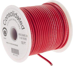 Made in USA - 14 AWG, 41 Strand, 100' OAL, Tinned Copper Hook Up Wire - Red PVC Jacket, 0.136" Diam - Best Tool & Supply