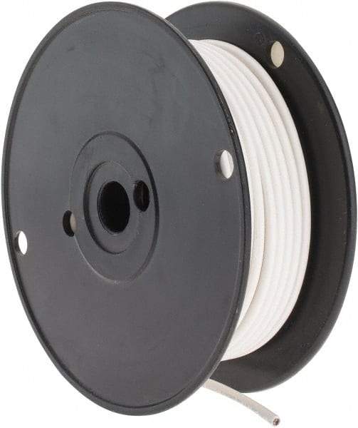 Made in USA - 10 AWG, 105 Strand, 100' OAL, Tinned Copper Hook Up Wire - White PVC Jacket, 0.18" Diam - Best Tool & Supply