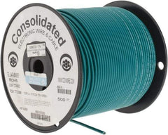 Made in USA - 12 AWG, 65 Strand, 500' OAL, Tinned Copper Hook Up Wire - Green PVC Jacket, 0.155" Diam - Best Tool & Supply