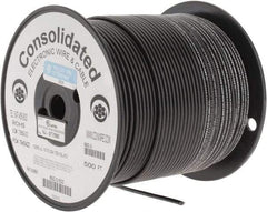 Made in USA - 12 AWG, 65 Strand, 500' OAL, Tinned Copper Hook Up Wire - Black PVC Jacket, 0.155" Diam - Best Tool & Supply