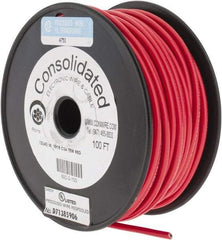 Made in USA - 12 AWG, 65 Strand, 100' OAL, Tinned Copper Hook Up Wire - Red PVC Jacket, 0.155" Diam - Best Tool & Supply