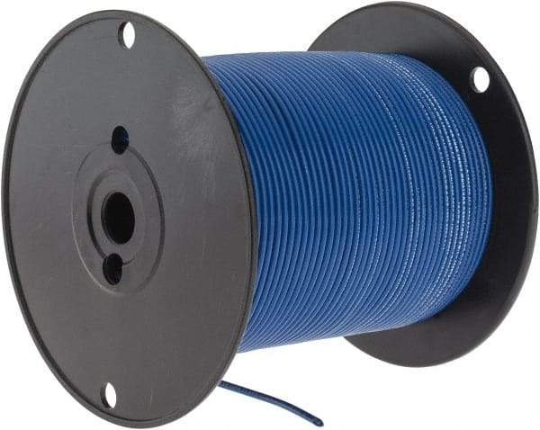 Made in USA - 14 AWG, 41 Strand, 500' OAL, Tinned Copper Hook Up Wire - Blue PVC Jacket, 0.136" Diam - Best Tool & Supply