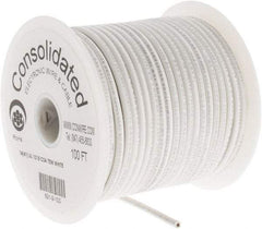 Made in USA - 14 AWG, 41 Strand, 100' OAL, Tinned Copper Hook Up Wire - White PVC Jacket, 0.136" Diam - Best Tool & Supply