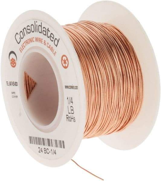 Made in USA - 24 AWG, 0.0201 Inch Diameter, 201 Ft., Solid, Grounding Wire - Copper, ASTM B3, QQ-W-343 Type S, RoHS Compliant - Best Tool & Supply