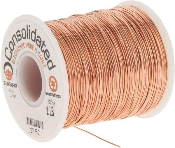 Made in USA - 22 AWG, 0.0253 Inch Diameter, 507 Ft., Solid, Grounding Wire - Copper, ASTM B3, QQ-W-343 Type S, RoHS Compliant - Best Tool & Supply