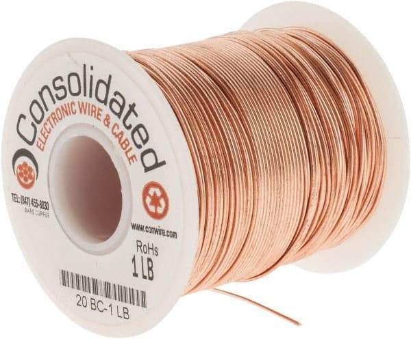 Made in USA - 20 AWG, 0.032 Inch Diameter, 318 Ft., Solid, Grounding Wire - Copper, ASTM B3, QQ-W-343 Type S, RoHS Compliant - Best Tool & Supply