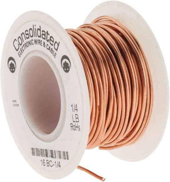 Made in USA - 16 AWG, 0.0508 Inch Diameter, 32 Ft., Solid, Grounding Wire - Copper, ASTM B3, QQ-W-343 Type S, RoHS Compliant - Best Tool & Supply