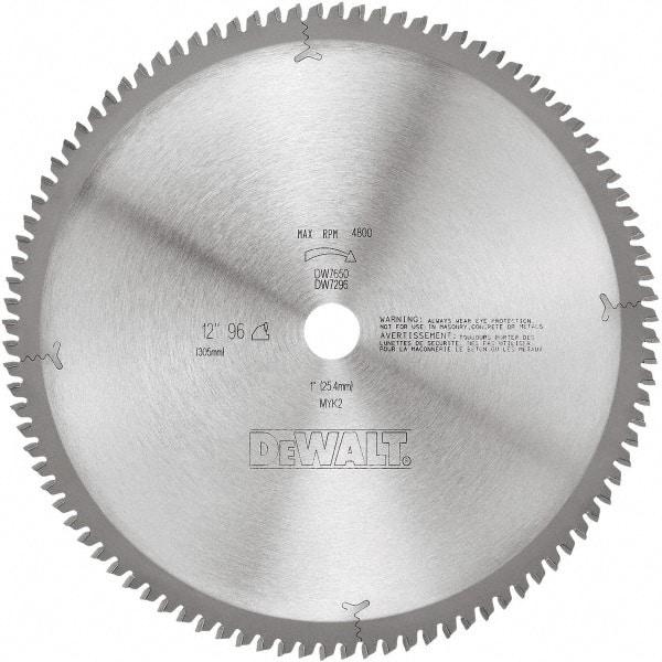 DeWALT - 12" Diam, 1" Arbor Hole Diam, 96 Tooth Wet & Dry Cut Saw Blade - Tungsten Carbide-Tipped, Standard Round Arbor - Best Tool & Supply