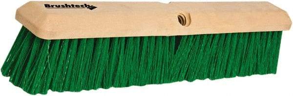 PRO-SOURCE - 18" General Purpose Polypropylene Push Broom - 3" Bristle Length, Plastic Block, Threaded Handle Connection, Handle Sold Separately - Best Tool & Supply