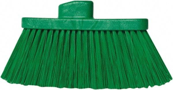 PRO-SOURCE - 10" Wide, Green Polypropylene Bristles, Angled Broom - Threaded Handle, 10 Inch Wide Broom, Green Bristles, Handle Sold Separately - Best Tool & Supply