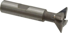 Made in USA - 1" Diam x 5/16" Width of Cut, 45° Included Angle, Carbide-Tipped Dovetail Cutter - 1/2" Shank Diam, 2-1/2" Overall Length, 0.02" Corner Radius, Weldon Flat, Uncoated - Best Tool & Supply