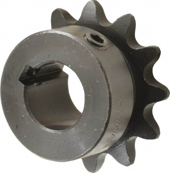 Browning - 12 Teeth, 3/8" Chain Pitch, Chain Size 35, Finished Bore Sprocket - 5/8" Bore Diam, 1.449" Pitch Diam, 1.63" Outside Diam - Best Tool & Supply