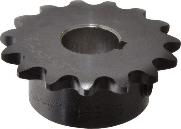 Browning - 15 Teeth, 3/8" Chain Pitch, Chain Size 35, Finished Bore Sprocket - 5/8" Bore Diam, 1.804" Pitch Diam, 1.99" Outside Diam - Best Tool & Supply