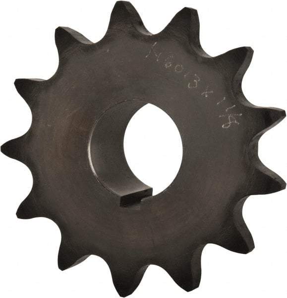 Browning - 13 Teeth, 3/4" Chain Pitch, Chain Size 60, Finished Bore Sprocket - 1-1/8" Bore Diam, 3.134" Pitch Diam, 3.45" Outside Diam - Best Tool & Supply