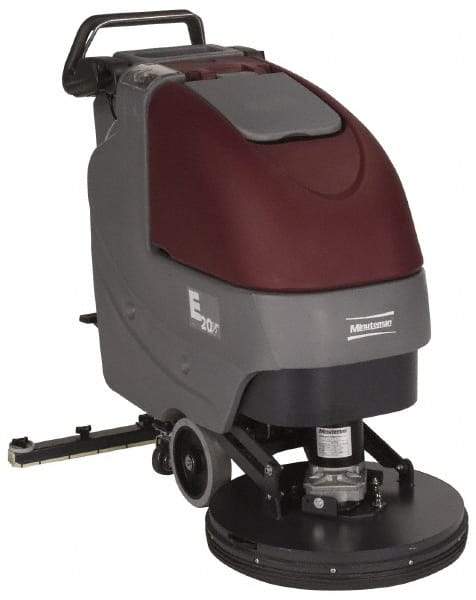 Minuteman - 20" Cleaning Width, Battery Powered Floor Scrubber - 0.75 (Brush) & 0.75 (Vacuum) hp, 180 RPM, 45" Water Lift, 12 Gal Tank Capacity, Series E20 - Best Tool & Supply