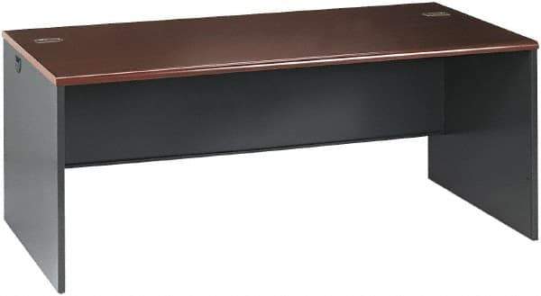 Hon - Steel-Reinforced High-Pressure Laminate/Metal Desk Shell - 72" Wide x 36" Deep x 29" High, Mahogany/Charcoal - Best Tool & Supply