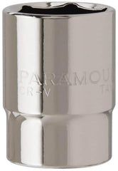 Paramount - 7/8", 1/2" Drive, Standard Hand Socket - 6 Points, 1-1/2" OAL, Steel, Chrome Finish - Best Tool & Supply