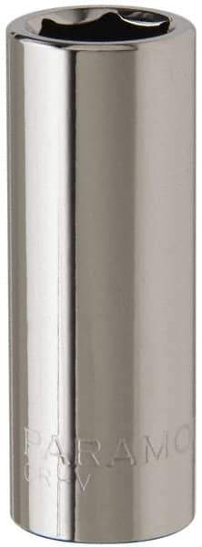 Paramount - 7/16", 3/8" Drive, Deep Hand Socket - 6 Points, 1-15/16" OAL, Steel, Chrome Finish - Best Tool & Supply