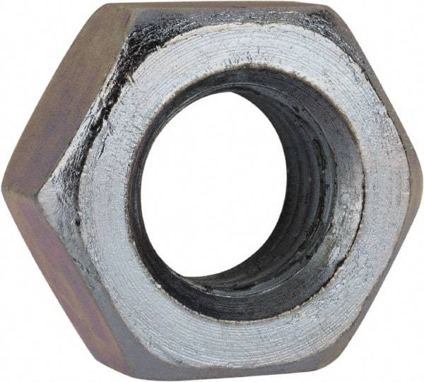 Value Collection - M10x1.25 Metric Fine Steel Right Hand Hex Nut - 17mm Across Flats, 8mm High, Zinc-Plated Finish - Best Tool & Supply