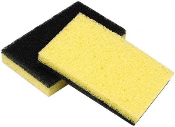 Ability One - 4-5/8" Long x 3" Wide x 3/4" Thick Sponge - Medium-Duty, Yellow/Green - Best Tool & Supply