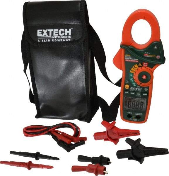 Extech - EX840, CAT IV, Digital True RMS Auto Ranging Clamp Meter with 1.7" Clamp On Jaws - 1000 VAC/VDC, 1000 AC/DC Amps, Measures Voltage, Capacitance, Continuity, Frequency, Resistance, Temperature - Best Tool & Supply