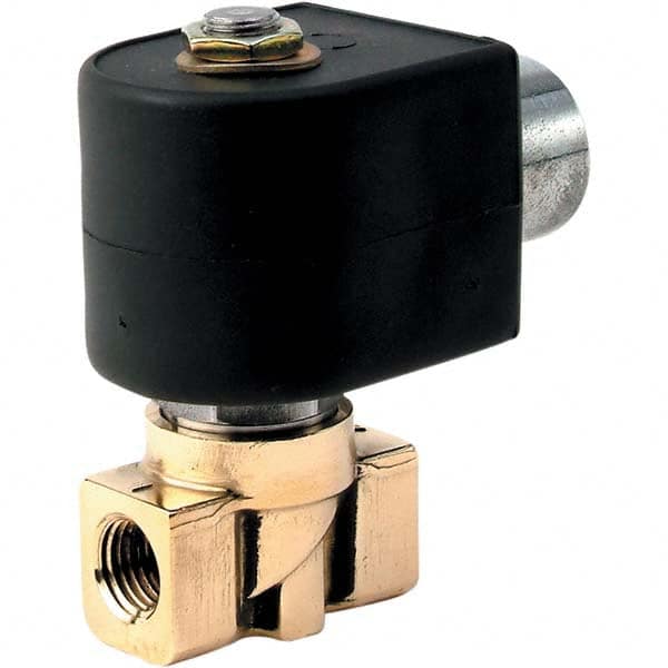 Parker - 120/60 - 110/50 VAC 1/8" NPT Port Brass Two-Way Direct Acting Solenoid Valve - Best Tool & Supply