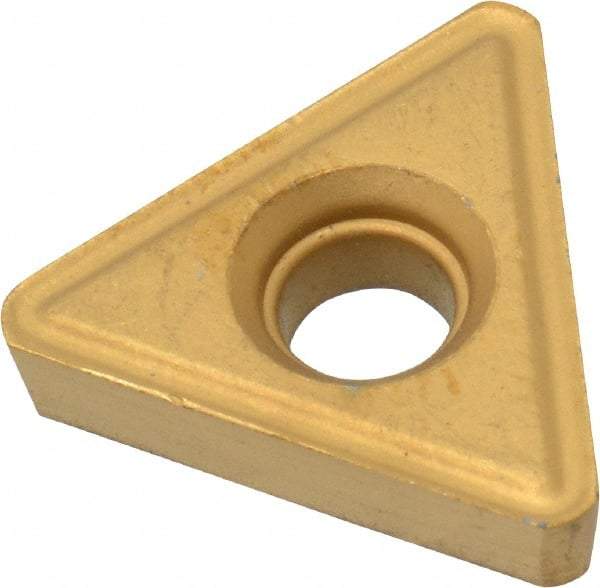 Interstate - TT323 Grade TCN55 Carbide Turning Insert - TiN/TiC/TiCN/TiN Finish, 60° Triangle, 3/8" Inscr Circle, 1/8" Thick, 3/64" Corner Radius - Best Tool & Supply