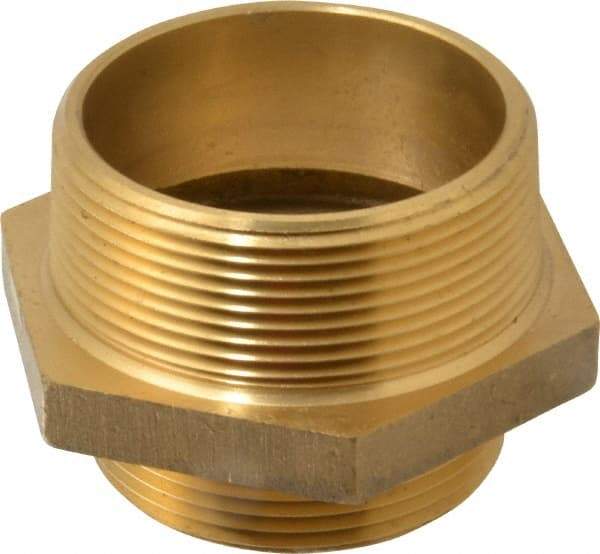 EVER-TITE Coupling Products - 3 MNPT x 2-1/2 MNST Hydrant Hex Nipple - Brass - Best Tool & Supply