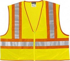 MCR Safety - Size M Flame Resistant/Retardant Lime General Purpose Vest - 24" Chest, ANSI 107-2015, Nonconductive Zipper Closure, 2 Pockets, Polyester - Best Tool & Supply