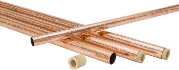 Mueller Industries - 10' Long, 1/2" OD x 3/8" ID, Grade C12200 Copper Nitrogenized Tube - 0.035" Wall Thickness, 0.198 Ft/Lb - Best Tool & Supply