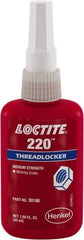 Loctite - 50 mL, Blue, Low Strength Liquid Threadlocker - Series 220, 24 hr Full Cure Time - Best Tool & Supply