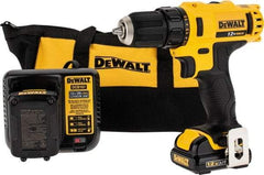 DeWALT - 12 Volt 3/8" Chuck Pistol Grip Handle Cordless Drill - 0-400 & 0-1500 RPM, Keyless Chuck, Reversible, 2 Lithium-Ion Batteries Included - Best Tool & Supply