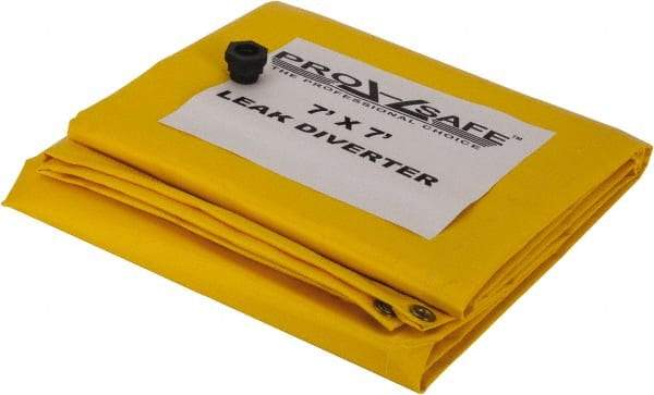 PRO-SAFE - Tarp-Shaped Heavy Duty Roof Leak Diverter - 7' Long x 7' Wide x 18 mil Thick, Yellow - Best Tool & Supply