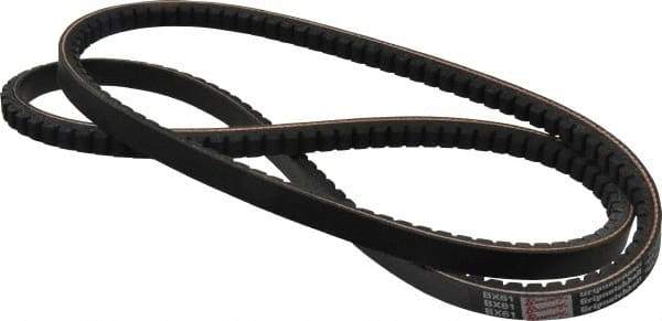 Browning - Section BX, 21/32" Wide, 64" Outside Length, Gripnotch V-Belt - Rubber Compound, Gripnotch, No. BX61 - Best Tool & Supply