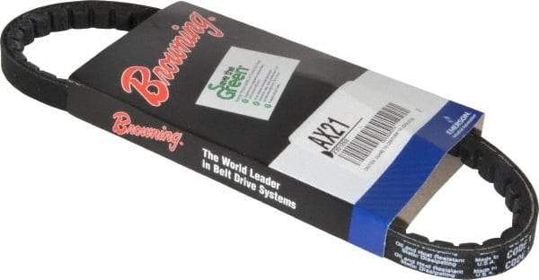 Browning - Section AX, 1/2" Wide, 23" Outside Length, Gripnotch V-Belt - Rubber Compound, Gripnotch, No. AX21 - Best Tool & Supply