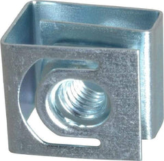 Made in USA - #10-32 Screw, 0.069 to 0.079" Thick, Spring Steel G Nut Retainer - 19/64" Center Edge, Zinc-Plated Finish - Best Tool & Supply