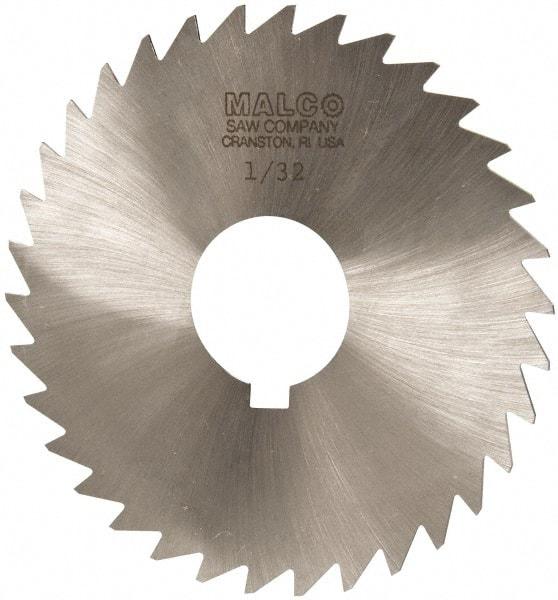 Made in USA - 3-1/2" Diam x 1/32" Blade Thickness x 1" Arbor Hole Diam, 34 Tooth Slitting and Slotting Saw - Arbor Connection, Right Hand, Uncoated, High Speed Steel, Concave Ground, Contains Keyway - Best Tool & Supply