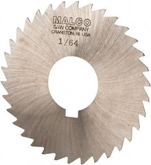 Made in USA - 3" Diam x 1/64" Blade Thickness x 1" Arbor Hole Diam, 34 Tooth Slitting and Slotting Saw - Arbor Connection, Right Hand, Uncoated, High Speed Steel, Concave Ground, Contains Keyway - Best Tool & Supply