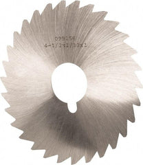 Made in USA - 4-1/2" Diam x 1/32" Blade Thickness x 1" Arbor Hole Diam, 36 Tooth Slitting and Slotting Saw - Arbor Connection, Right Hand, Uncoated, High Speed Steel, Concave Ground, Contains Keyway - Best Tool & Supply