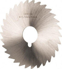 Made in USA - 4-1/2" Diam x 3/64" Blade Thickness x 1" Arbor Hole Diam, 36 Tooth Slitting and Slotting Saw - Arbor Connection, Right Hand, Uncoated, High Speed Steel, Concave Ground, Contains Keyway - Best Tool & Supply