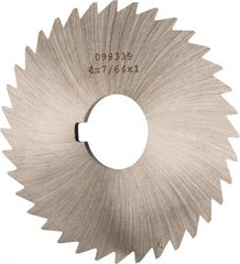 Made in USA - 4" Diam x 7/64" Blade Thickness x 1" Arbor Hole Diam, 36 Tooth Slitting and Slotting Saw - Arbor Connection, Right Hand, Uncoated, High Speed Steel, Concave Ground, Contains Keyway - Best Tool & Supply