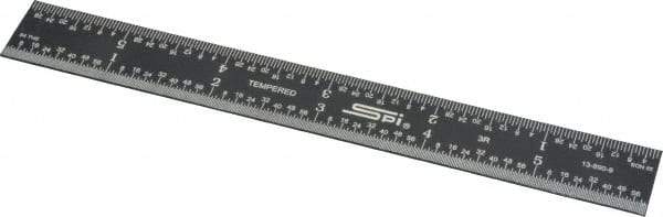 SPI - 6" Long, 1/64, 1/50, 1/32, 1/10" Graduation, Rigid Steel Rule - 3R Graduation Style, 3/4" Wide, Black, Black Chrome Finish - Best Tool & Supply