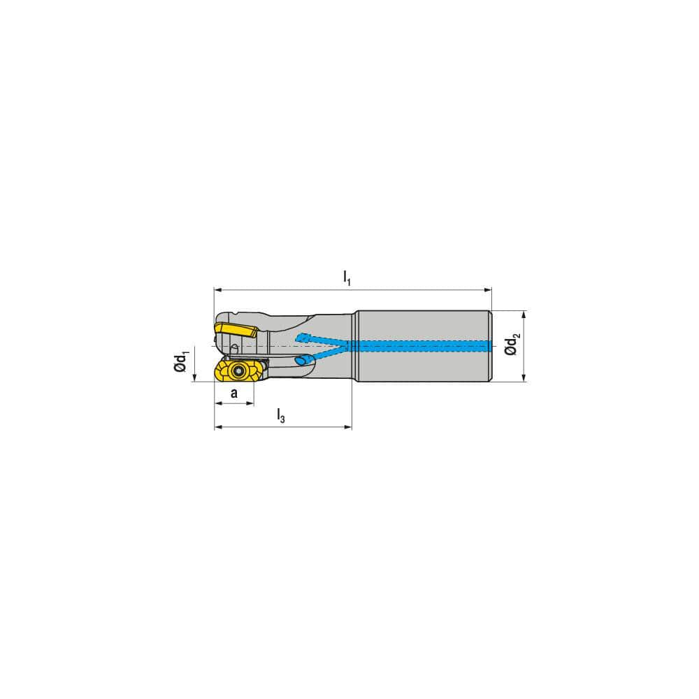 Indexable Square-Shoulder End Mill:  CHSC.0625.R.0211A100EF,  0.6250'' Cut Dia,  0.3930'' Max Depth of Cut,  0.6250'' Shank Dia,  Cylindrical Shank Uses  2,  Normal Pressure,