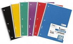 Mead - 100 Sheet, 8 x 10-1/2", Wide Ruled Spiral Bound Notebook - Assorted Colors - Best Tool & Supply