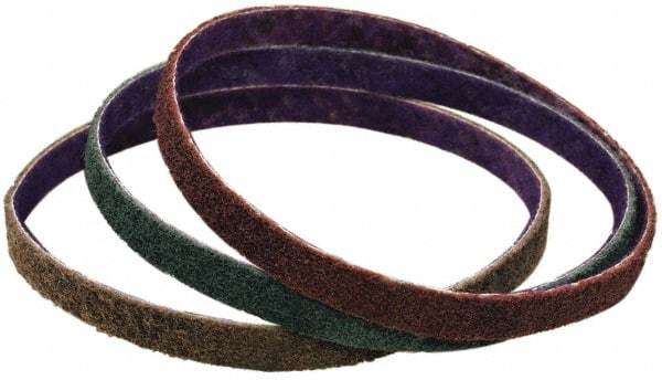 3M - 1/4" Wide x 24" OAL, Aluminum Oxide Abrasive Belt - Aluminum Oxide, Fine, Nonwoven - Best Tool & Supply