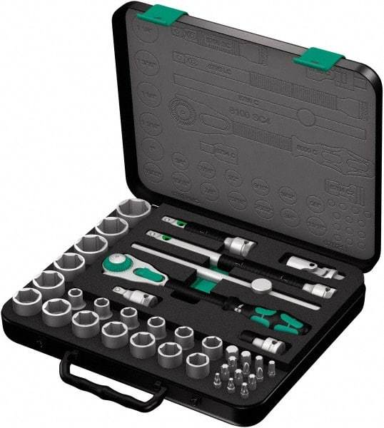 Wera - 37 Piece 1/2" Drive Socket & Bit Set - Comes in Molded Steel Case with High Density Foam Insert - Best Tool & Supply