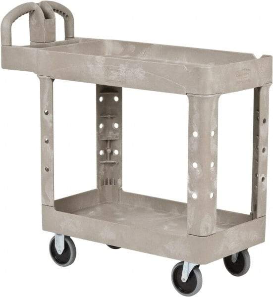 Rubbermaid - 500 Lb Capacity, 17" Wide x 38-3/8" Long x 32-3/4" High Standard Utility Cart - 2 Shelf, Plastic - Best Tool & Supply